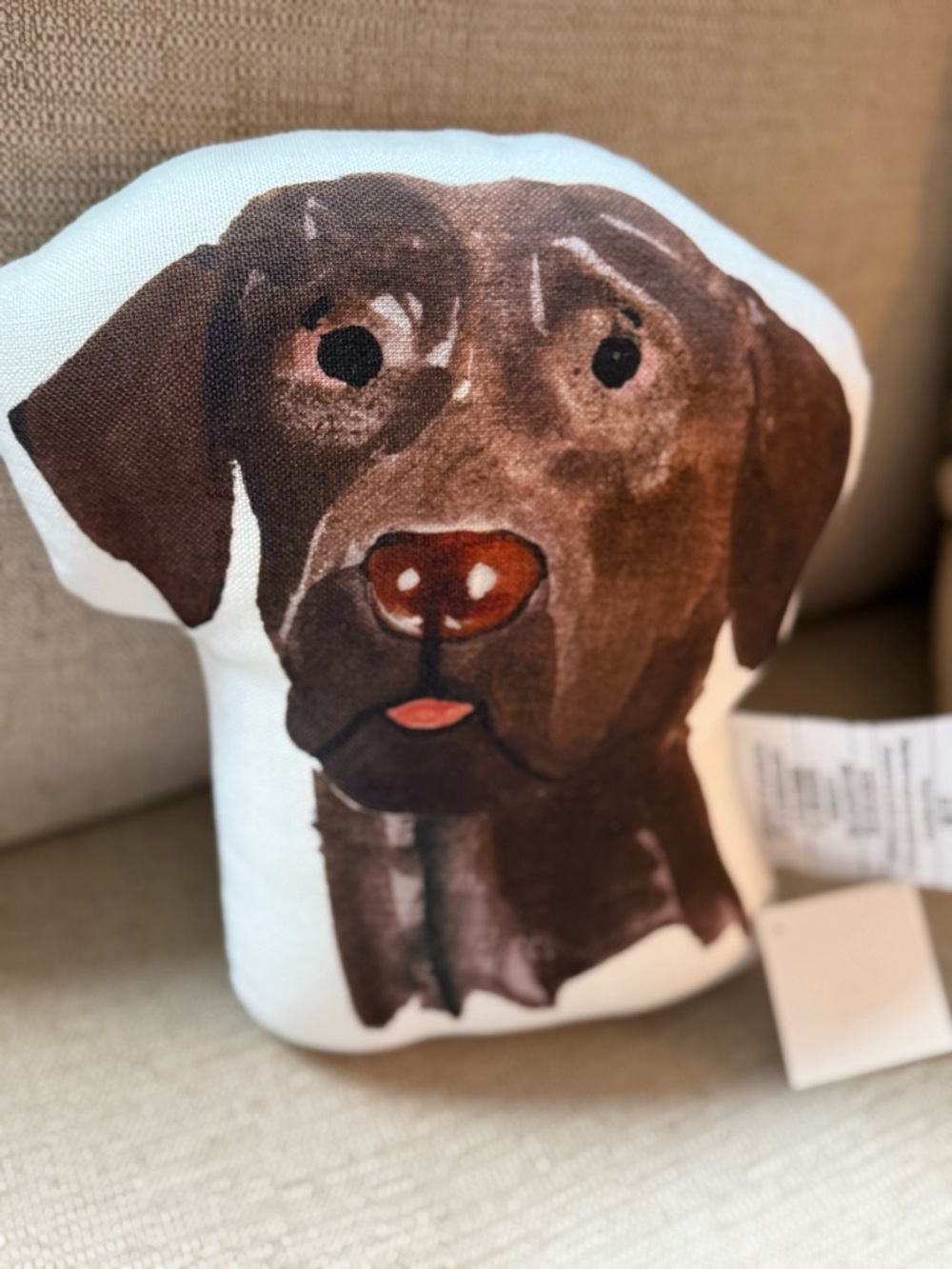 NWT 9”x10” Brown Labrador Dog Face Pillow - Decorative Plush Accent